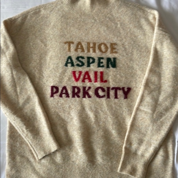 Like new Lou and Grey Beige Sweater with Colorful Text - Picture 1 of 4